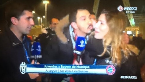 reporter beijo Isabela Pagliari
