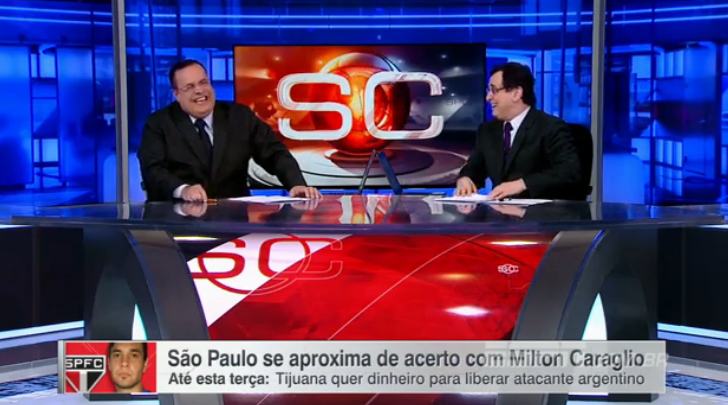 Jornalista cai na risada ao tentar pronunciar Milton Caraglio