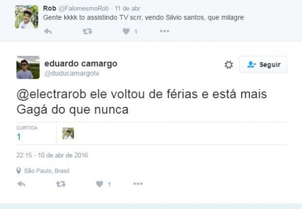 Eduardo Camargo, em tweet antigo, chamou Silvio Santos de "gágá"