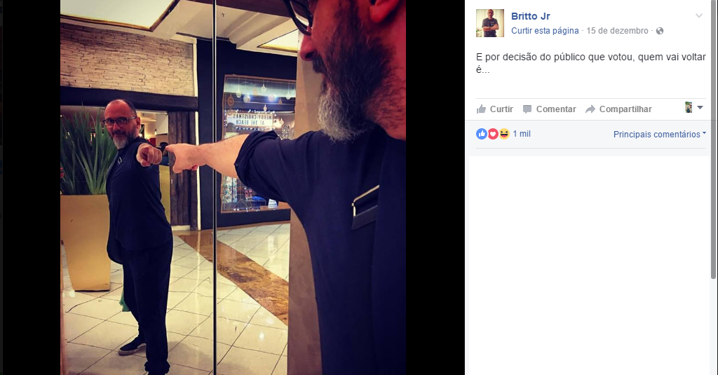 Britto Jr. publica foto enigmática (Reprodução/Facebook)