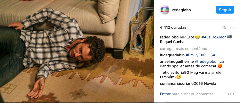Morte de Elio, de A Lei do Amor