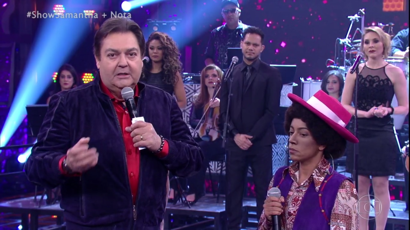 Faustão e Samantha Schmütz do Domingão do Faustão (Reprodução)