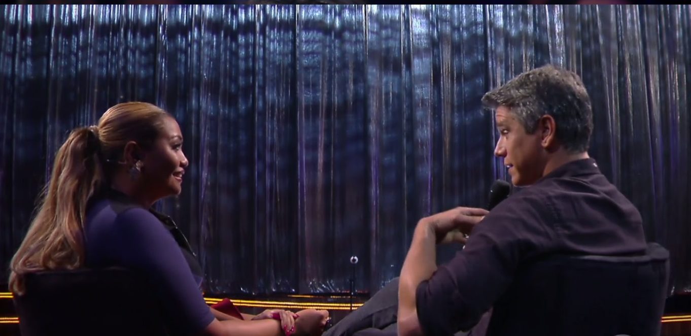Gabi Amarantos conversa com Marcio Garcia no Tamanho Família (Reprodução)