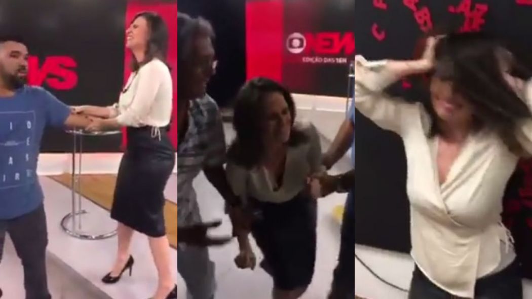 Cecília Flesch fez uma brincadeira nos bastidores da Globo News