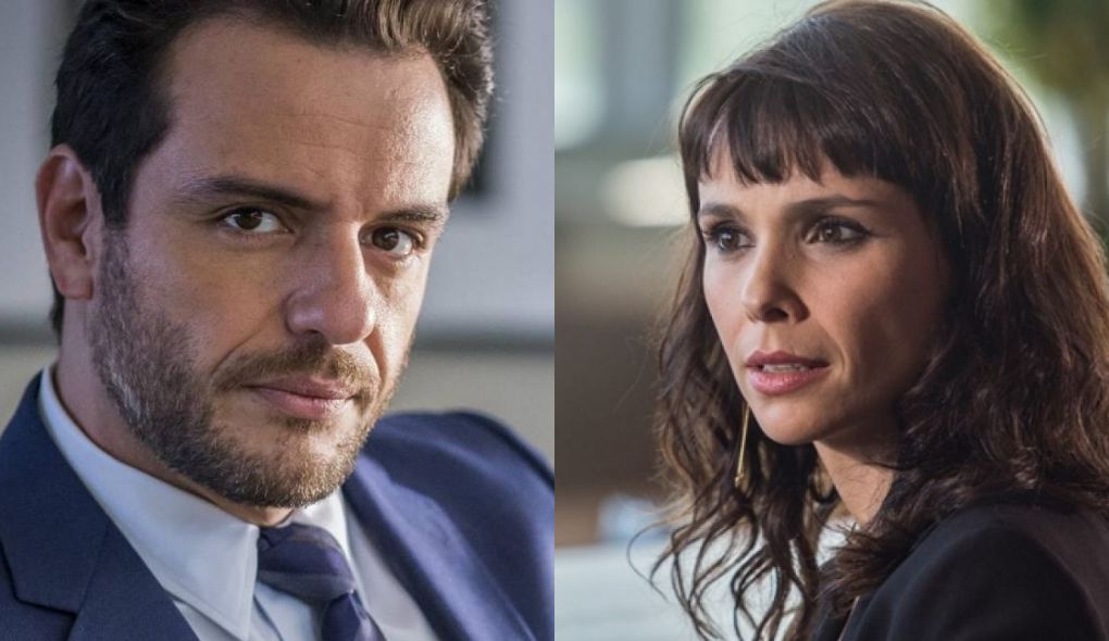 Caio (Rodrigo Lombardi) e Irene (Débora Falabella) em A Força do Querer