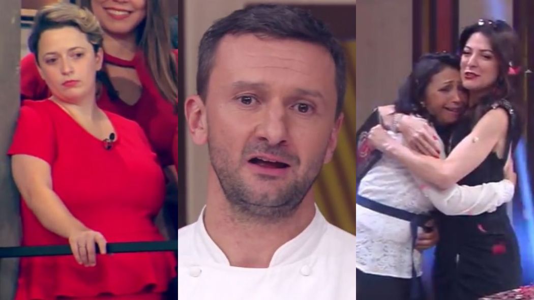 Caroline Martins, Arnaud Guerpillon e a mãe de Michele com Ana Paula Padrão na final do MasterChef