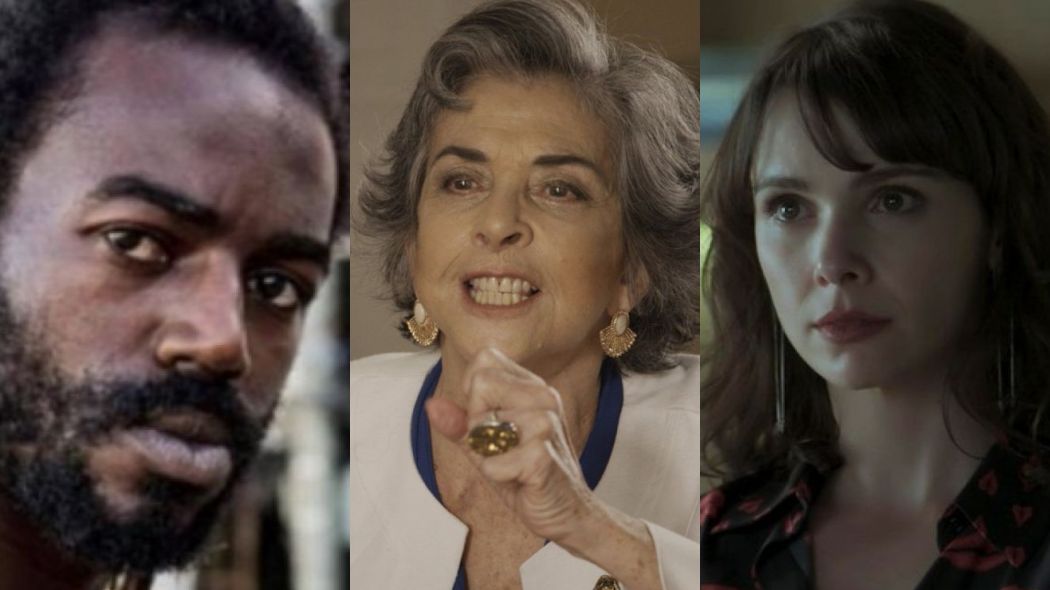 Sabiá (Jonathan Azevedo), Elvira (Betty Faria) e Irene (Débora Falabella) de A Forca do Querer