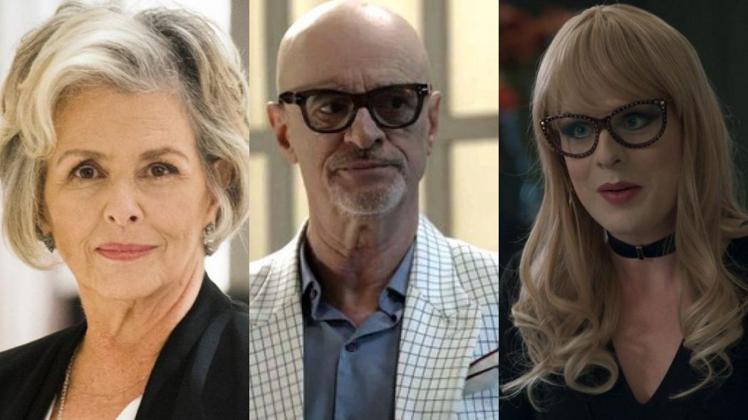 Sabine (Irene Ravache), Pedrinho (Marcos Caruso) e Rubia (Gabriel Sanches) de Pega Pega
