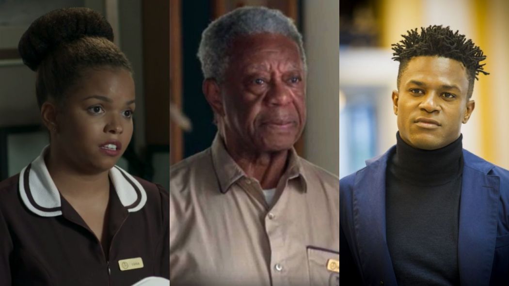 Tania (Jennifer Nascimento), Cristovao (Milton Goncalves) e Dom (David Junior) de Pega Pega