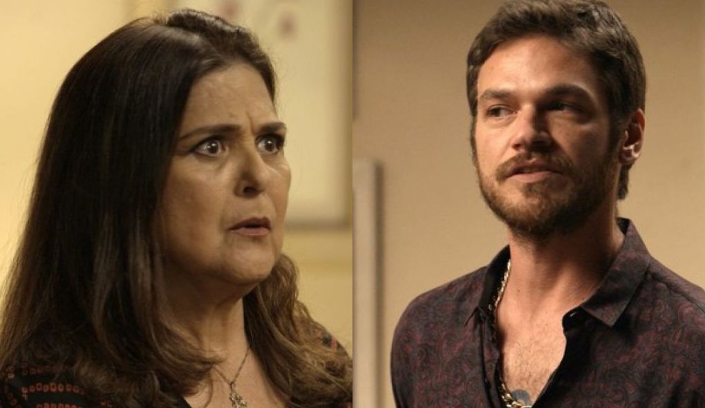 Aurora (Elizangela) e Rubinho (Emilio Dantas) de A Forca do Querer