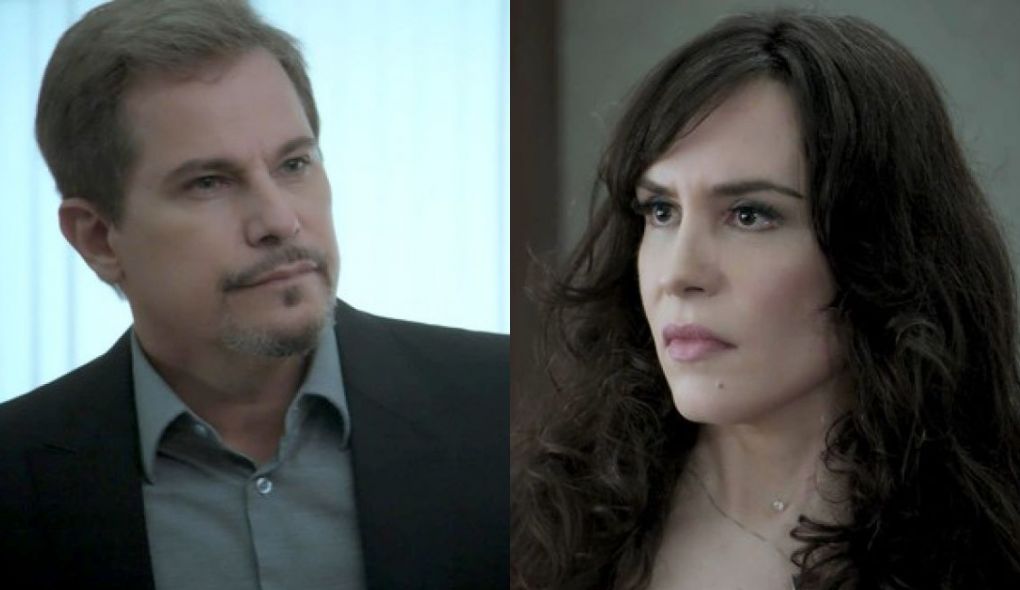 Dantas (Edson Celulari) e Mira (Maria Clara Spinelli) de A Forca do Querer