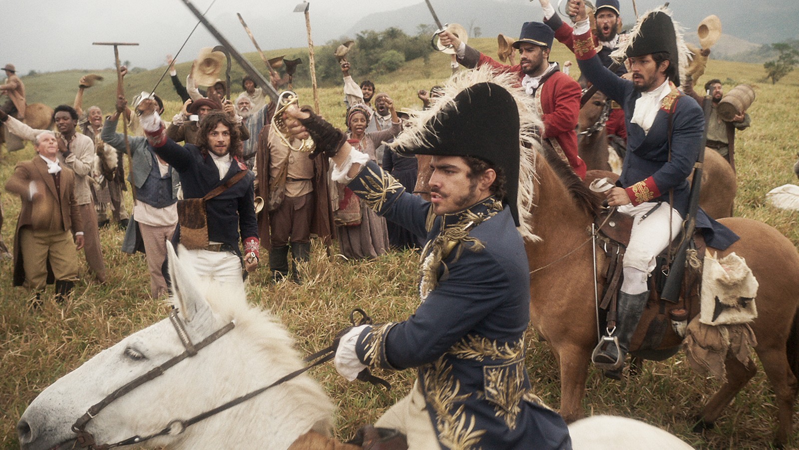 Caio Castro como D. Pedro I na Proclamação da Independência do Brasil em Novo Muno (Reprodução/TV Globo)