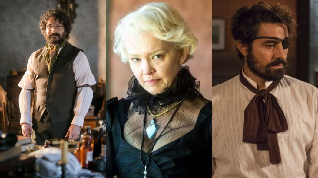 Peter (Caco Ciocler), Greta (Julia Lemmertz) e Ferdinando (Ricardo Pereira) de Novo Mundo
