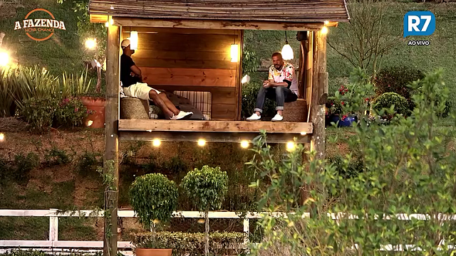 Dinei e Conrado isolados na casa da árvore