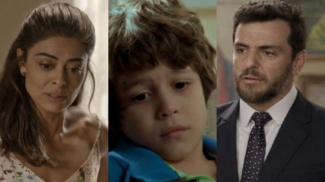 Bibi (Juliana Paes), Dede (Joao Bravo) e Caio (Rodrigo Lombardi) de A Forca do Querer