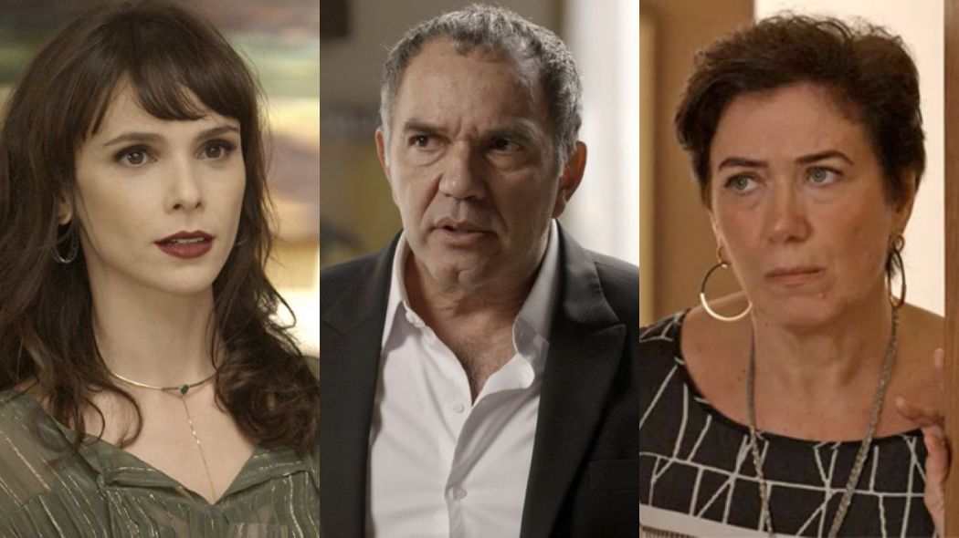 Irene (Debora Falabella), Eurico (Humberto Martins) e Silvana (Lilia Cabral) de A Forca do Querer