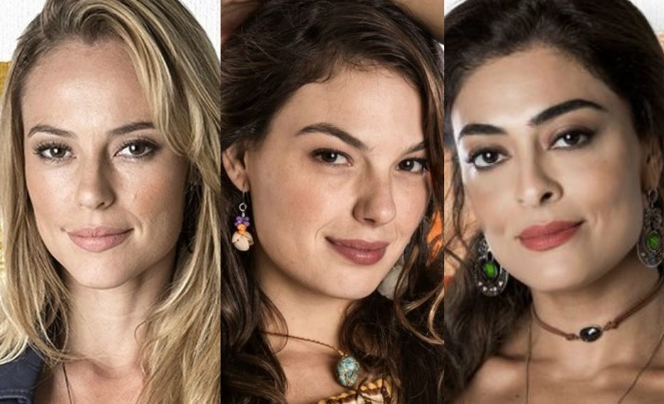 Jeiza (Paolla Oliveira), Ritinha (Isis Valverde) e Bibi (Juliana Paes) de A Forca do Querer