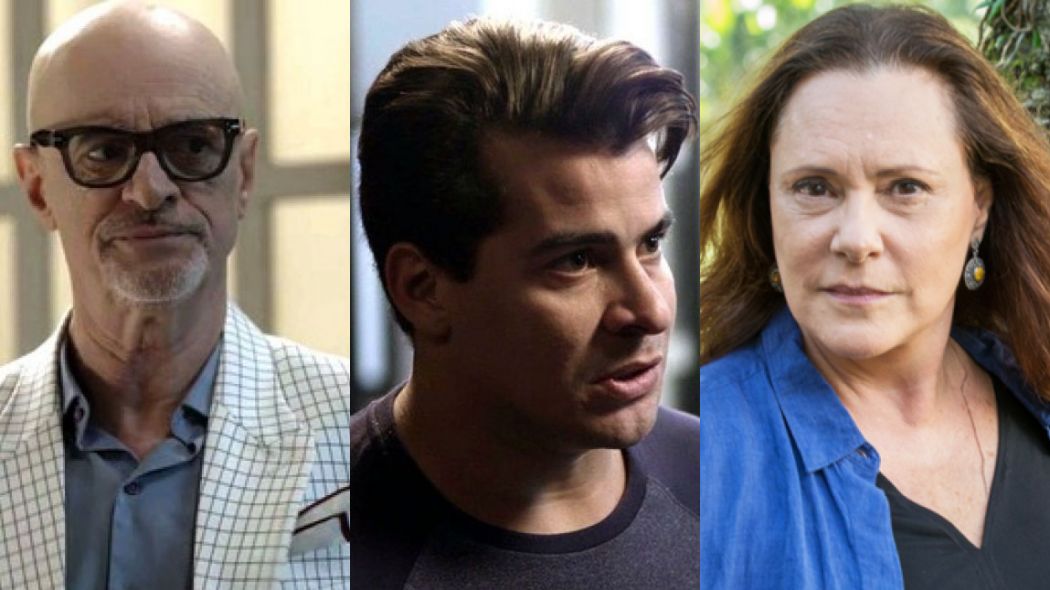 Pedrinho (Marcos Caruso), Julio (Thiago Martins) e Arlete (Elizabeth Savalla) de Pega Pega