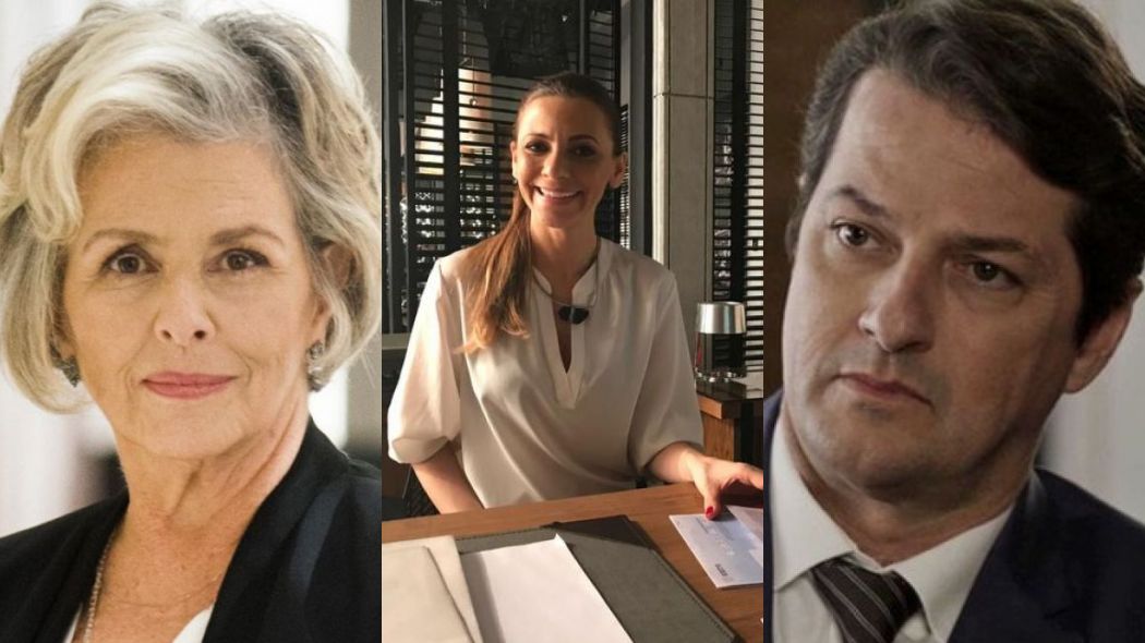 Sabine (Irene Ravache), Ingrid (Isabela Lima) e Malagueta (Marcelo Serrado) de Pega Pega