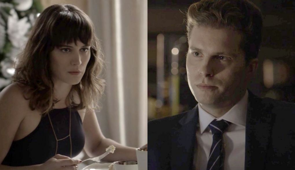 Clara (Bianca Bin) e Patrick (Thiago Fragoso) de O Outro Lado do Paraiso