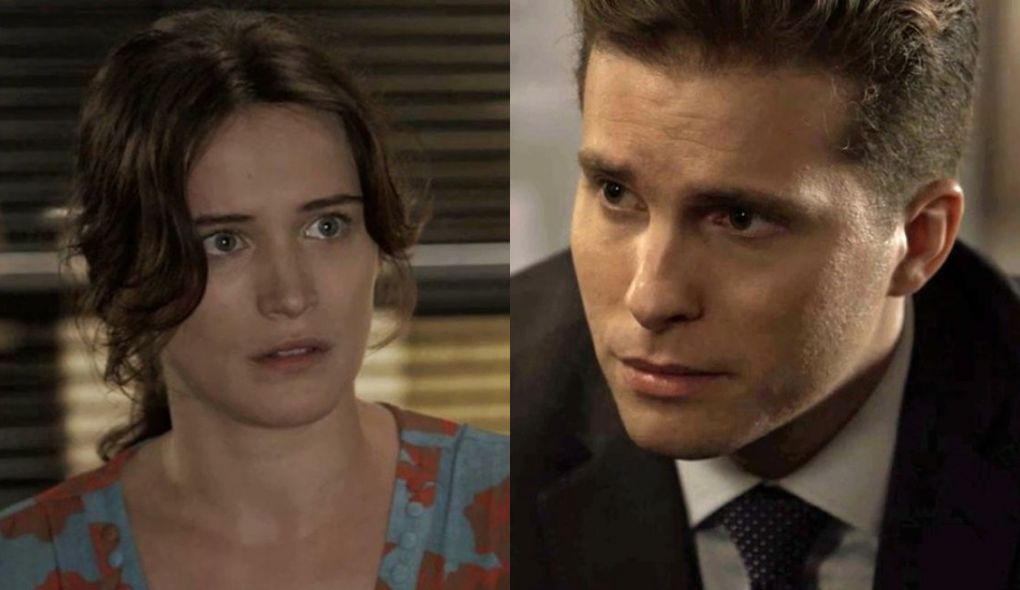 Clara (Bianca Bin) e Patrick (Thiago Fragoso) de O Outro Lado do Paraiso