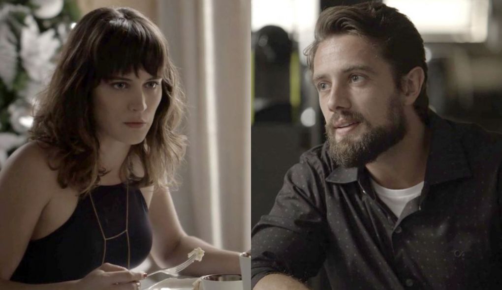 Clara (Bianca Bin) e Renato (Rafael Cardoso) de O Outro Lado do Paraiso