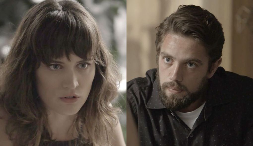 Clara (Bianca Bin) e Renato (Rafael Cardoso) de O Outro Lado do Paraiso