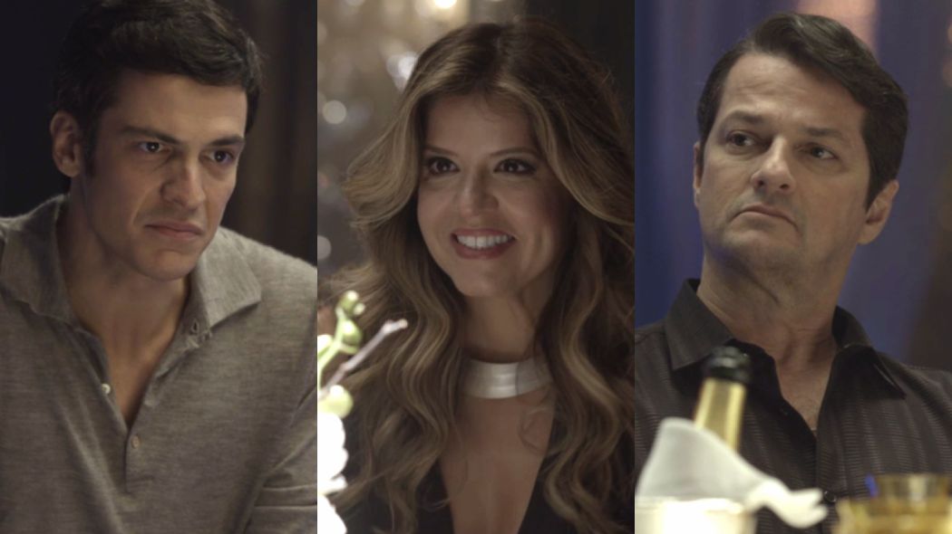 Eric (Mateus Solano), Maria Pia (Mariana Santos) e Malagueta (Marcelo Serrado) de Pega Pega