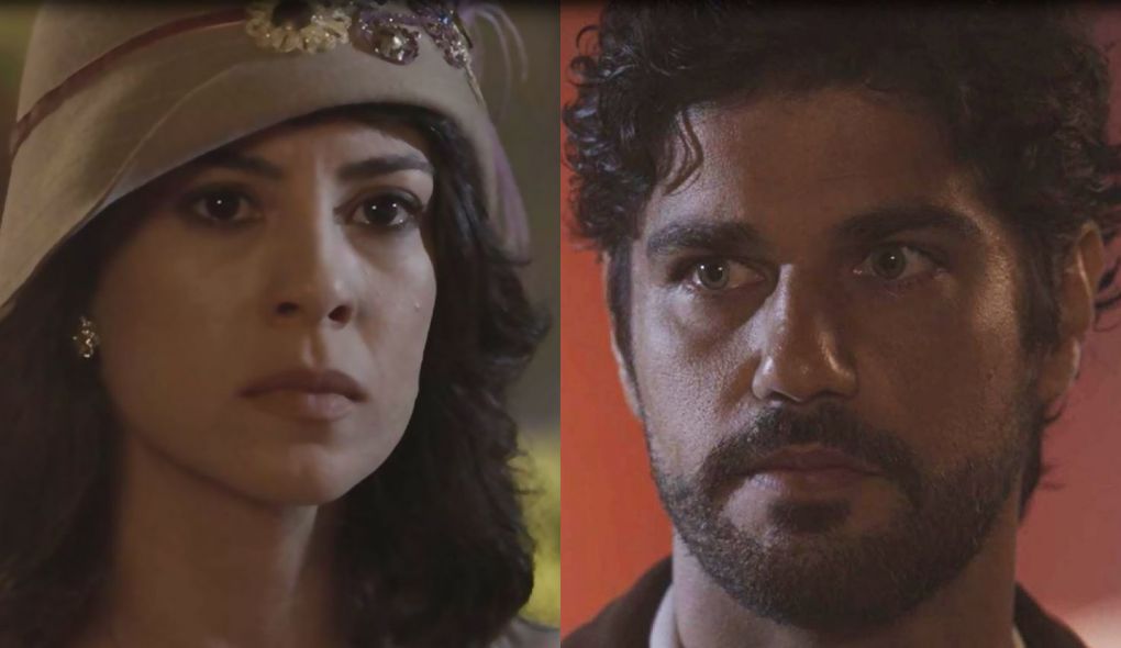 Lucinda (Andreia Horta) e Inacio (Bruno Cabrerizo) de Tempo de Amar