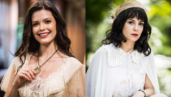 Maria Vitória (Vitória Strada) e Lucinda (Andreia Horta) em Tempo de Amar (Divulgação/Globo)