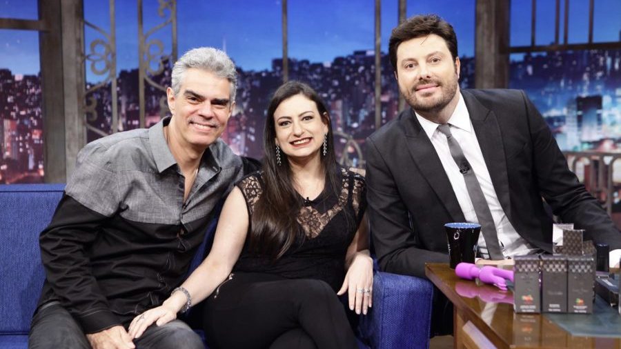 Nizo Neto, Tatiana Presser e Danilo Gentili no The Noite