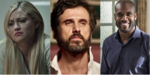 Suzy (Ellen Rocche), Samuel (Eriberto Leão) e Cido (Rafael Zulu) em O Outro Lado do Paraíso