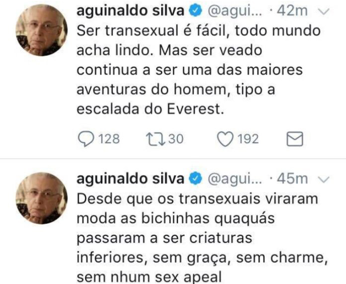 Autor já comentou sobre os transexuais (Reprodução/Twitter)