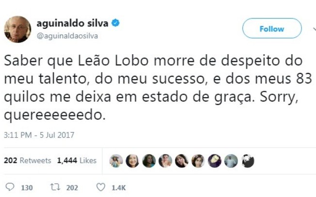 Apresentador do SBT esteve na mira de Aguinaldo (Reprodução/Twitter)