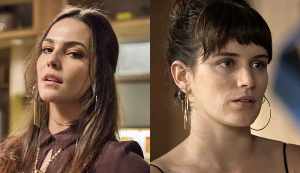 Aura (Taina Muller) e Clara (Bianca Bin) de O Outro Lado do Paraiso
