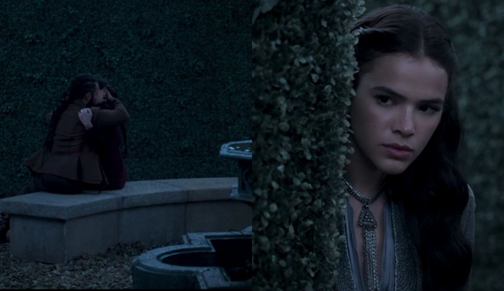 Constantino (Jose Fidalgo), Mirtes e Catarina (Bruna Marquezine) de Deus Salve o Rei