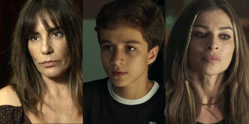 Duda (Gloria Pires), Tomaz (Vitor Figueiredo) e Lívia (Grazi Massafera) em O Outro Lado do Paraíso