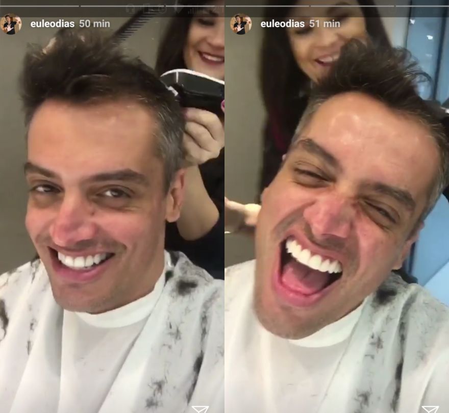 Leo Dias raspando a cabeça