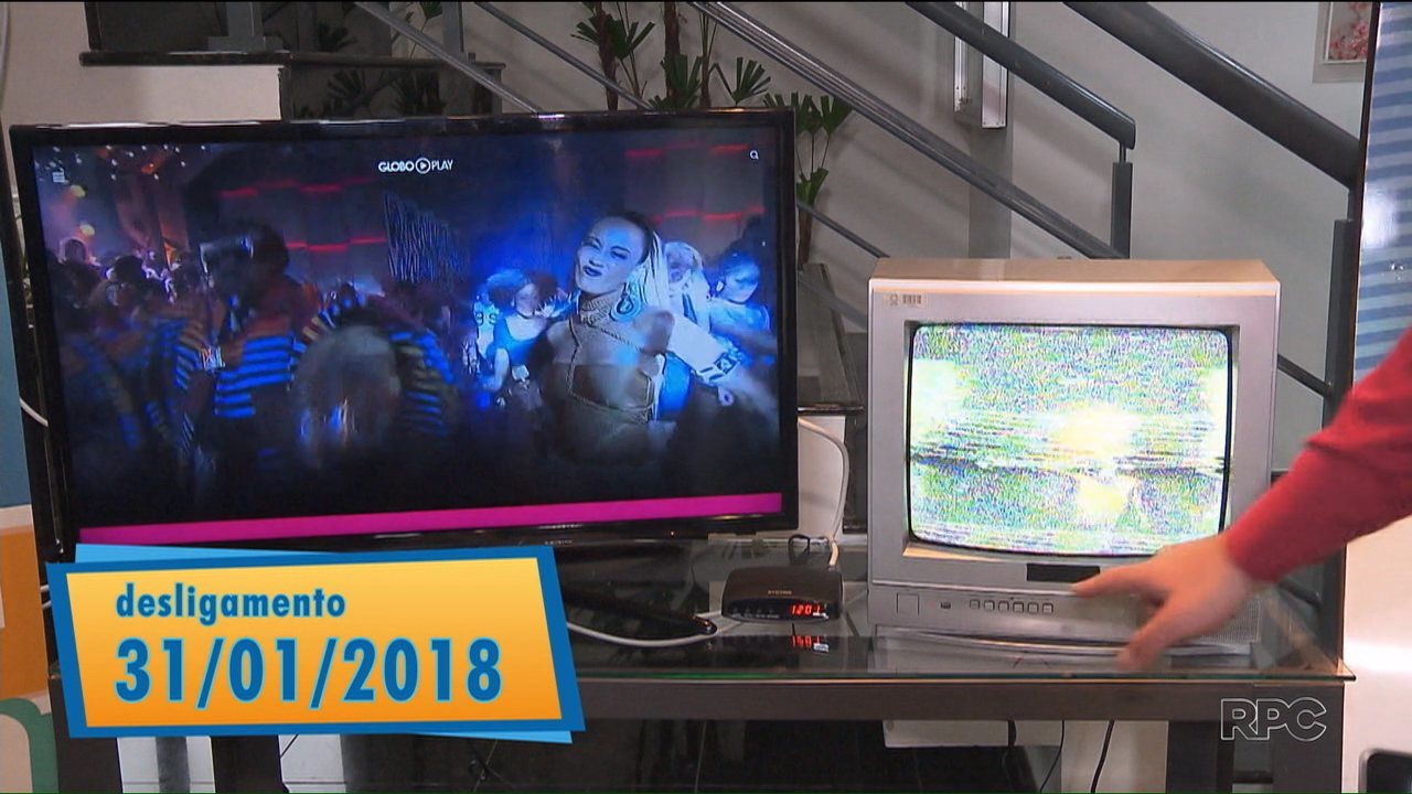 Propaganda da Globo anunciando desligamento em Curitiba para o próximo dia 31