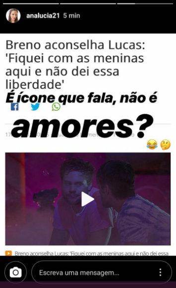 Noiva de Lucas do BBB18 manda indireta (Reprodução: Instagram)