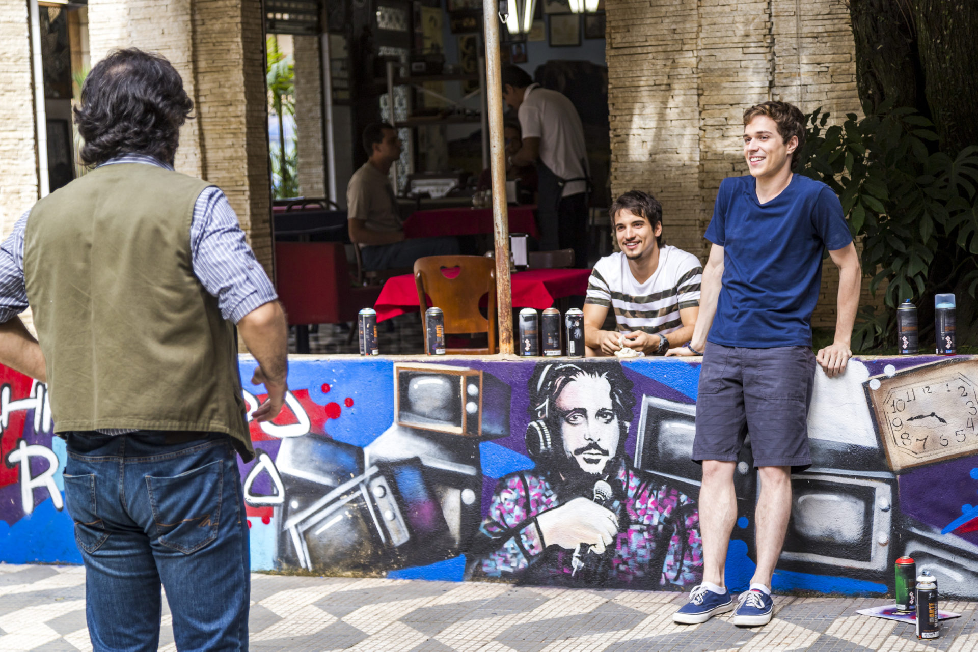 Roney (Lúcio Mauro Filho), Felipe (Gabriel Calamari) e Gabriel (Luis Galves) em Malhação Viva a Diferença