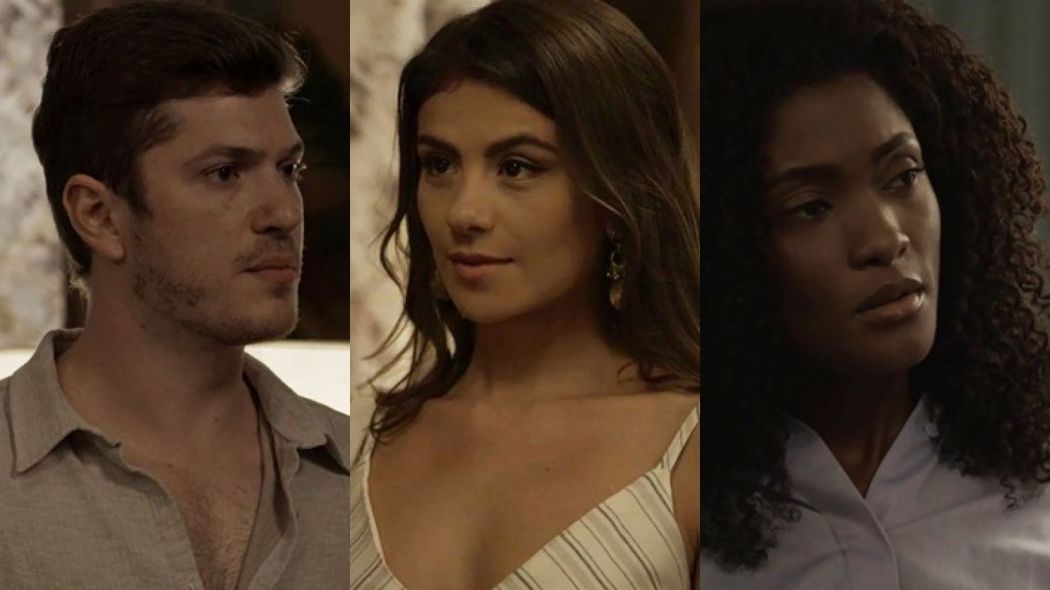 Bruno (Caio Paduan), Tônia (Patricia Elizardo) e Raquel (Erika Januza) de O Outro Lado do Paraiso