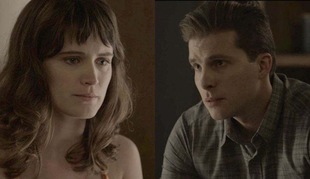 Clara (Bianca Bin) e Patrick (Thiago Fragoso) de O Outro Lado do Paraiso