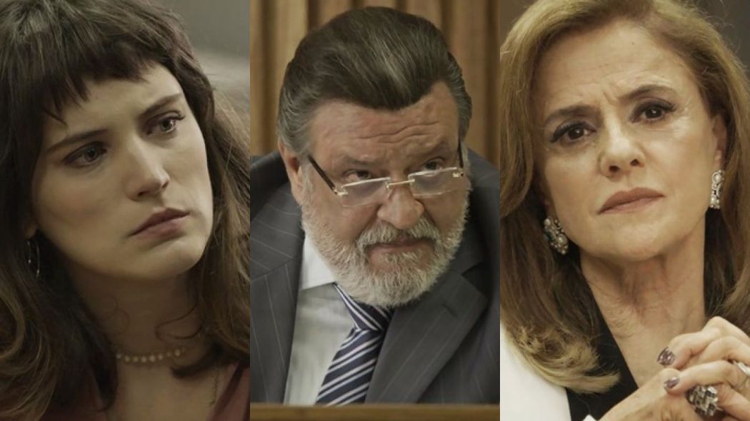 Clara (Bianca Bin), Gustavo (Luis Melo) e Sophia (Marieta Severo) de O Outro Lado do Paraiso
