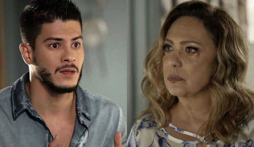 Diego (Arthur Aguiar) e Nadia (Eliane Giardini) de O Outro Lado do Paraiso