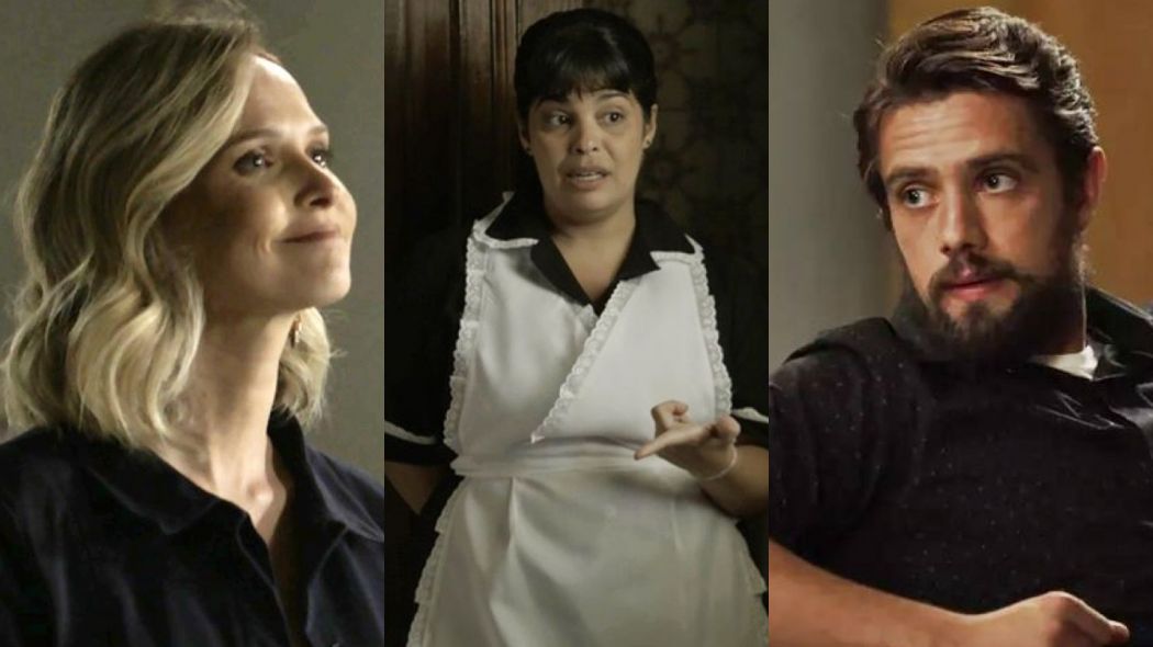 Fabiana (Fernanda Rodrigues), Janete (Daniela Fontan) e Renato (Rafael Cardoso) de O Outro Lado do Paraiso