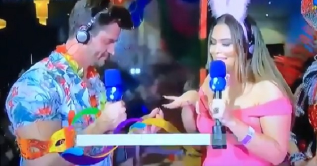 Geisy Arruda e Marcos Harter na cobertura do Carnaval, na Redetv