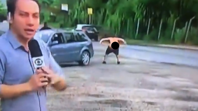 Homem mostrou bumbum durante link do Bom Dia Rio