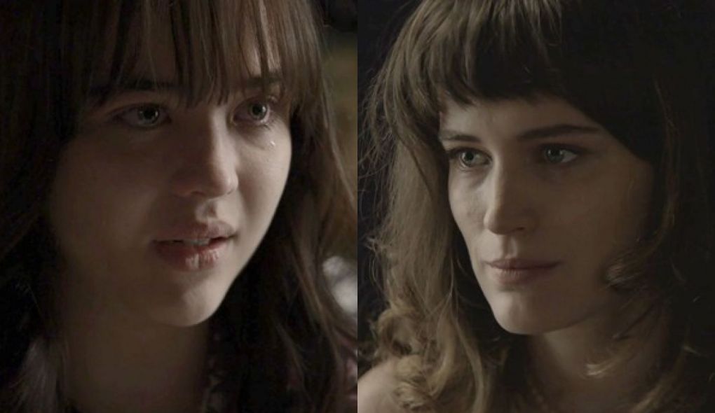 Laura (Bella Piero) e Clara (Bianca Bin) de O Outro Lado do Paraiso