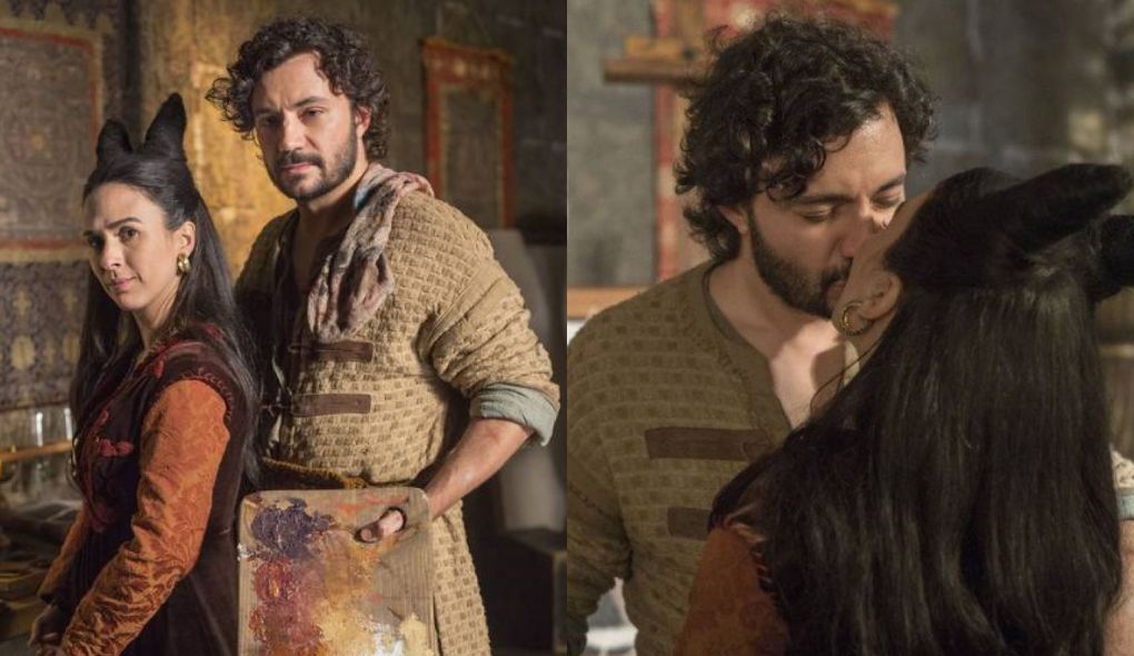 Lucrecia (Tata Werneck) e Osiel (Rafael Primot) de Deus Salve o Rei